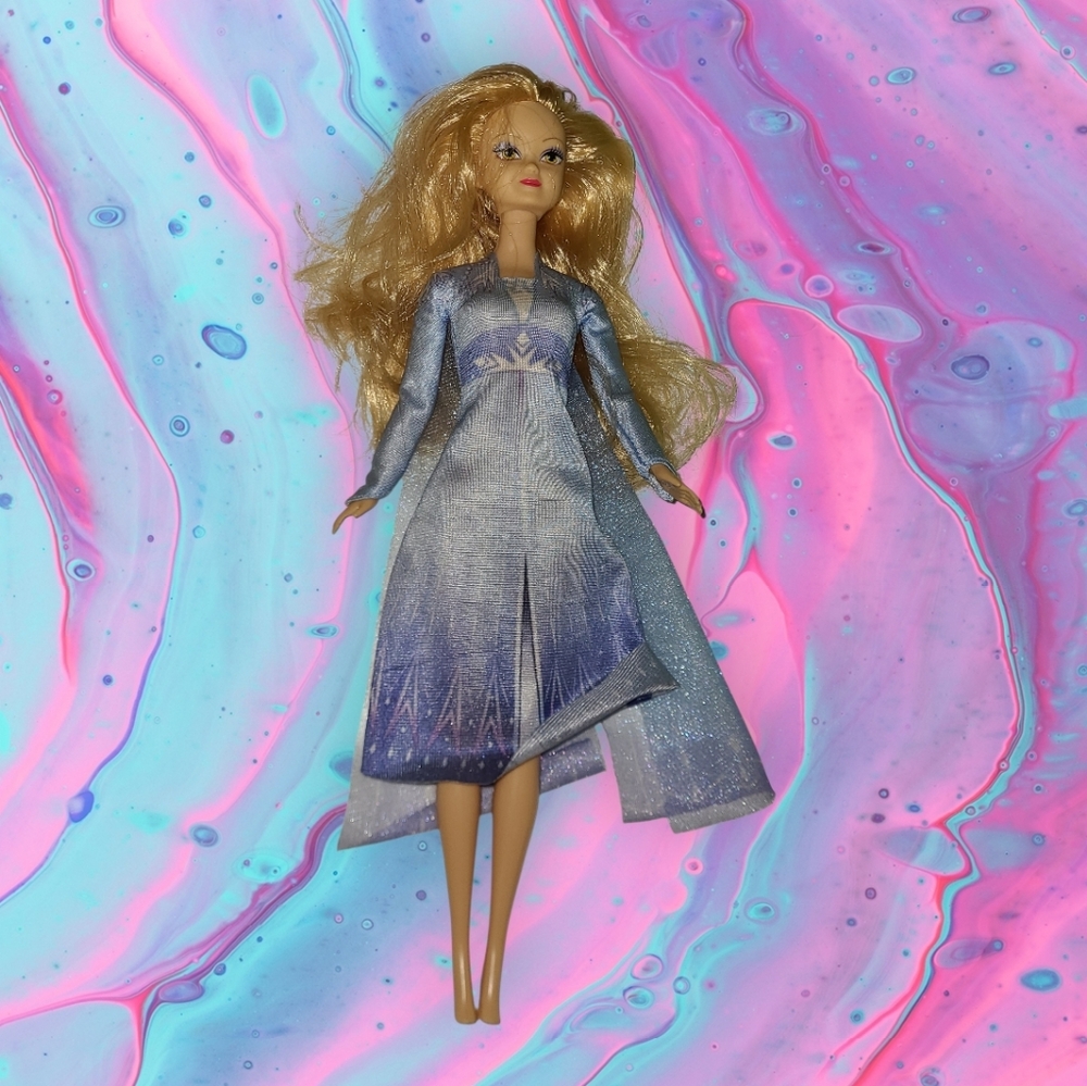 Fashion doll in cape dress (as is)